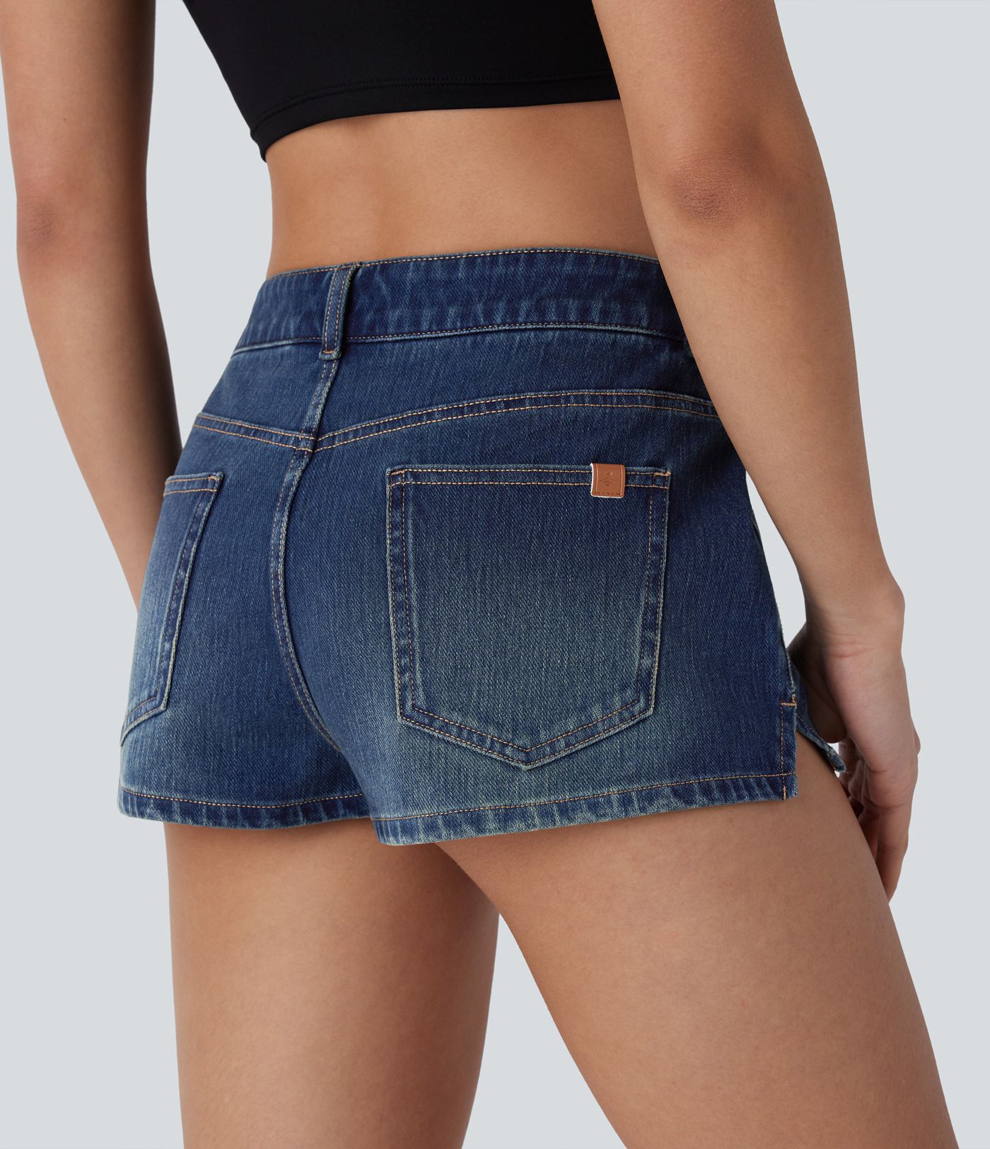 Halara Flex™ Low Rise mehrere Taschen Split Washed Denim Shorts