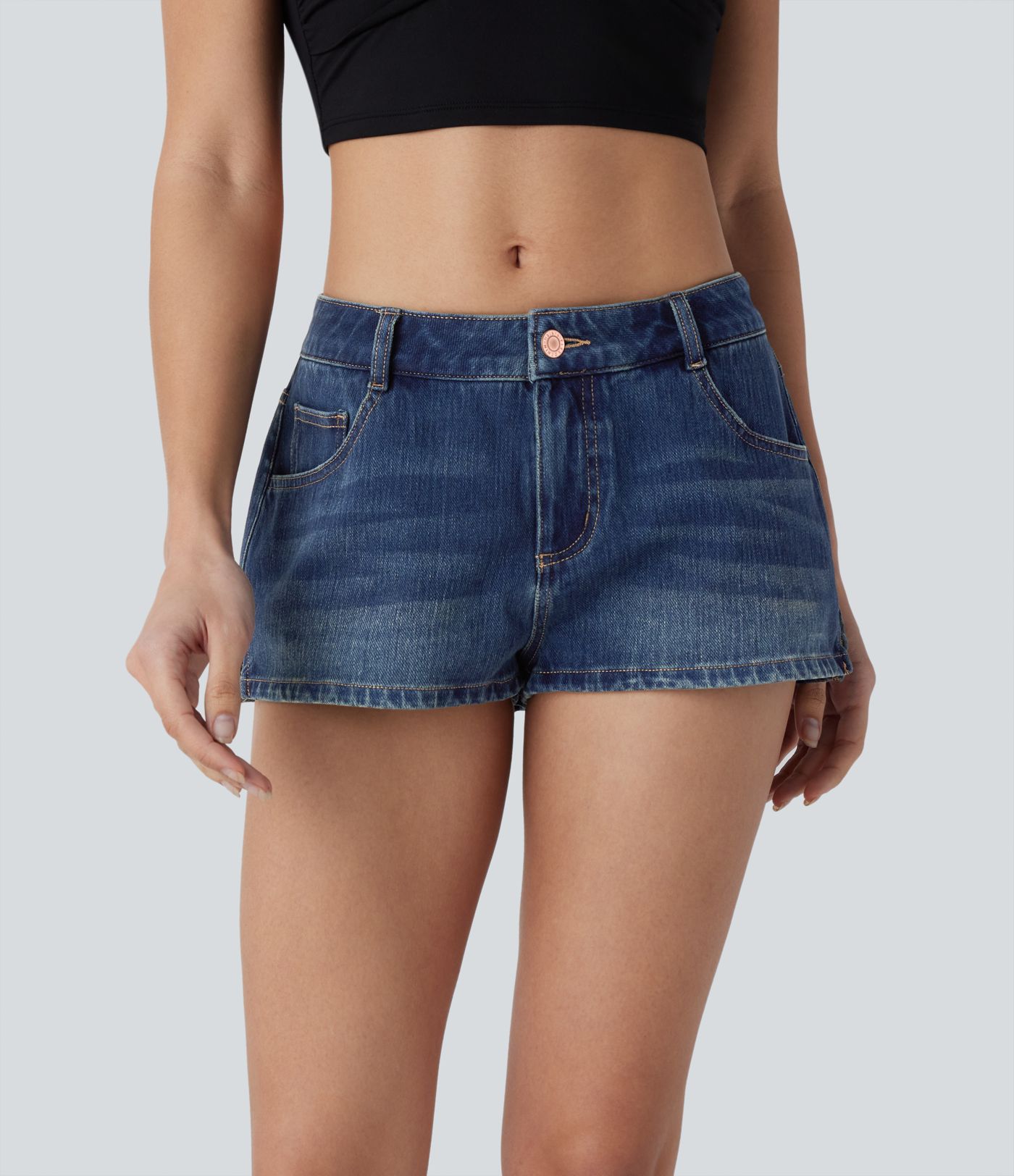 Halara Flex™ Low Rise mehrere Taschen Split Washed Denim Shorts