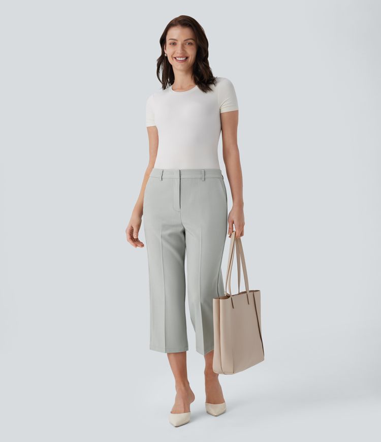 Mid Rise Pocket Capri Work Pants