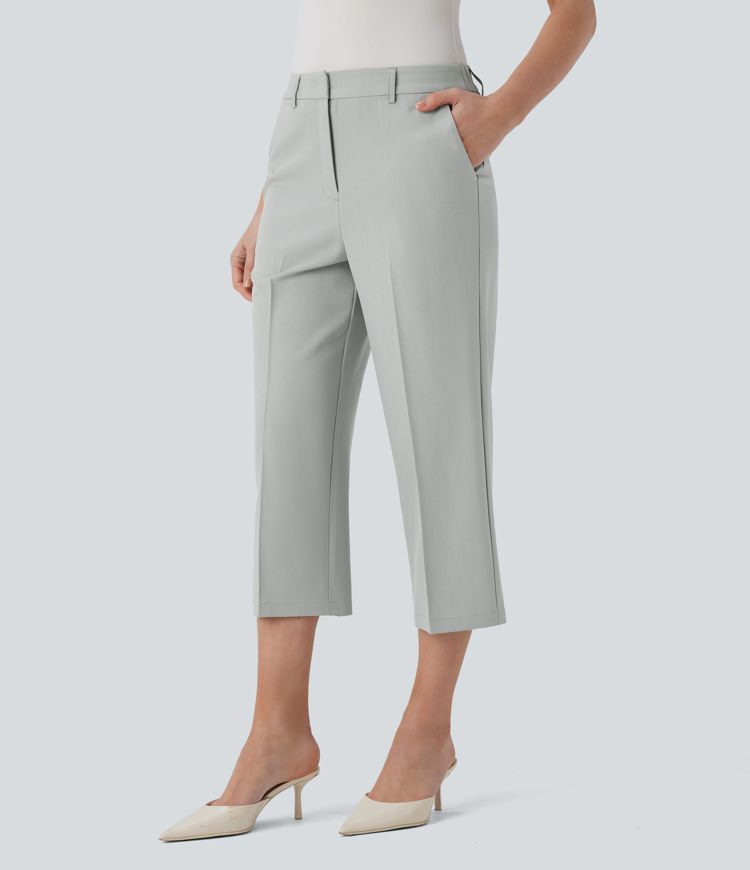 Mid Rise Pocket Capri Work Pants
