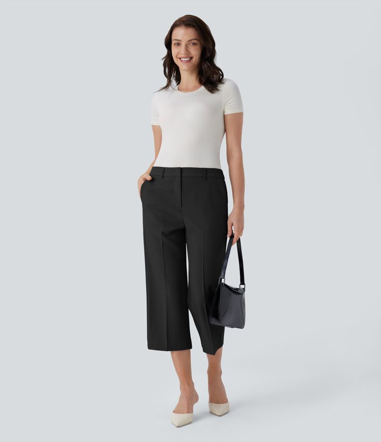 Mid Rise Pocket Capri Work Pants