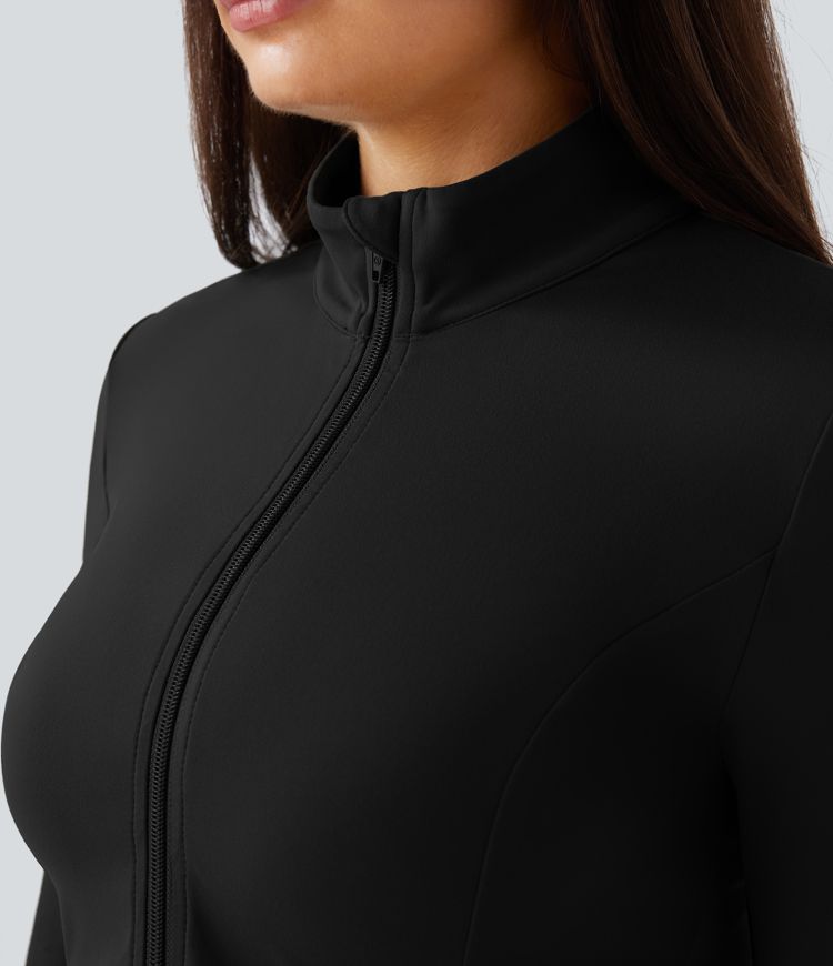 在庫処分 激安 食品 Women's SoftlyZero™ Stand Collar Thumb Hole Pockets Pleated ジャケット・アウター