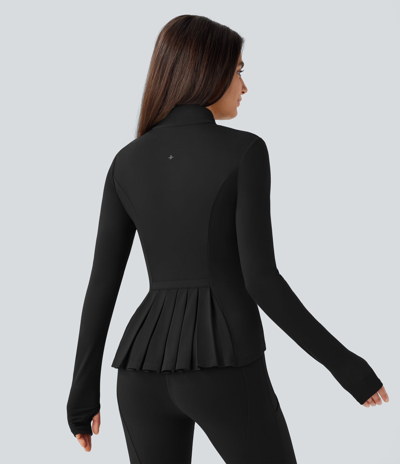 Softlyzero™ Stand Collar Thumb Hole Pockets Pleated Zipper Slim Equestrian Horse Riding Jacket-UPF50+