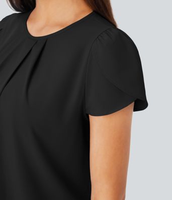 Breezeful™ Round Neck Short Sleeve Keyhole Back Quick Dry Work Top Breezeful™ Round Neck Short Sleeve Keyhole Back Quick Dry Work Top
