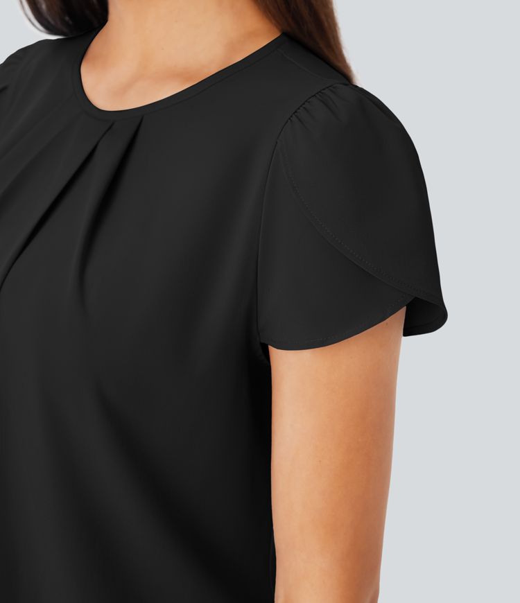 Breezeful™ Round Neck Short Sleeve Keyhole Back Quick Dry Work Top Breezeful™ Round Neck Short Sleeve Keyhole Back Quick Dry Work Top