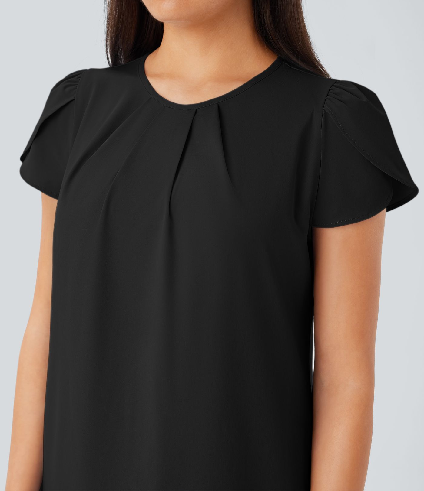 Breezeful™ Round Neck Short Sleeve Keyhole Back Quick Dry Work Top Breezeful™ Round Neck Short Sleeve Keyhole Back Quick Dry Work Top