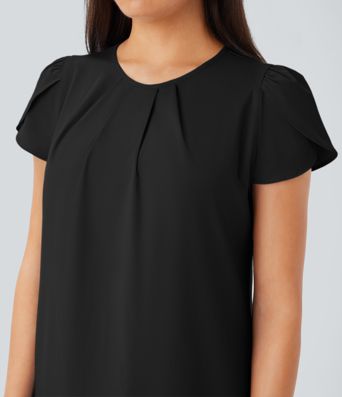 Breezeful™ Round Neck Short Sleeve Keyhole Back Quick Dry Work Top Breezeful™ Round Neck Short Sleeve Keyhole Back Quick Dry Work Top