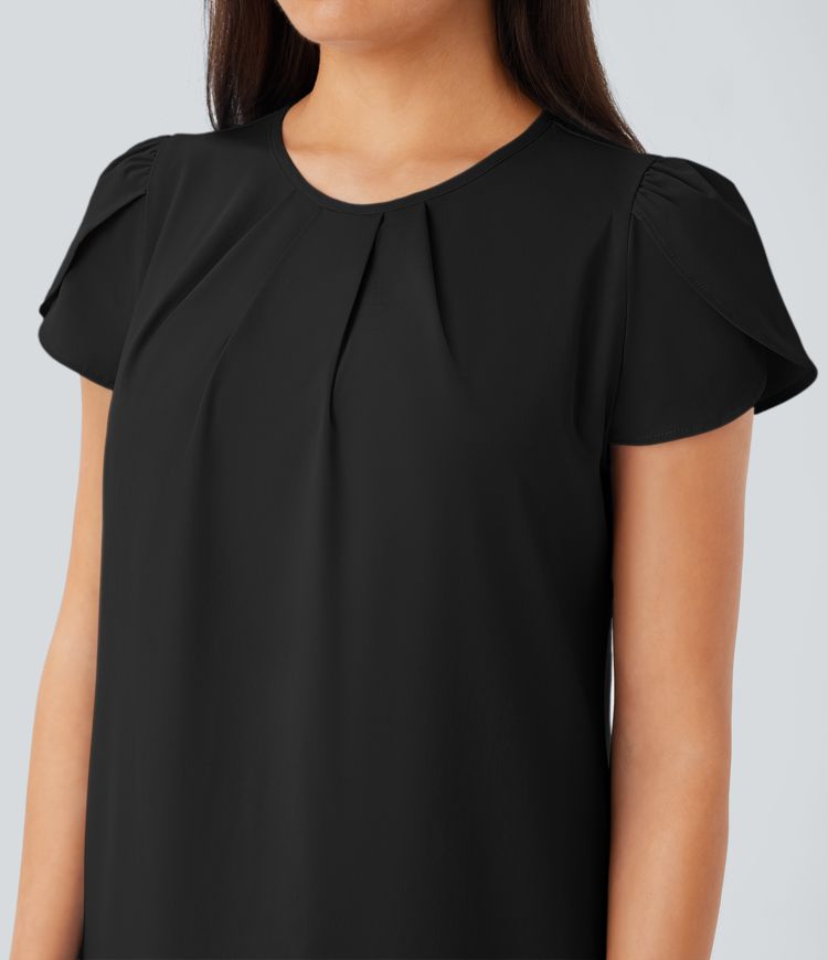 Breezeful™ Round Neck Short Sleeve Keyhole Back Quick Dry Work Top Breezeful™ Round Neck Short Sleeve Keyhole Back Quick Dry Work Top