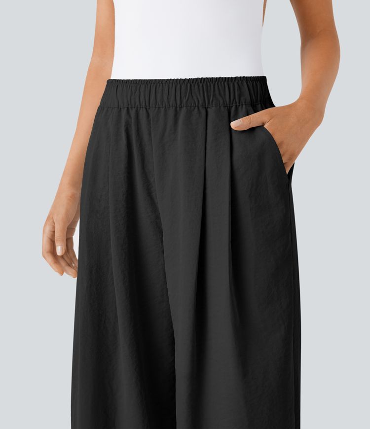 High Waisted Pocket  Palazzo Wide Leg Pants