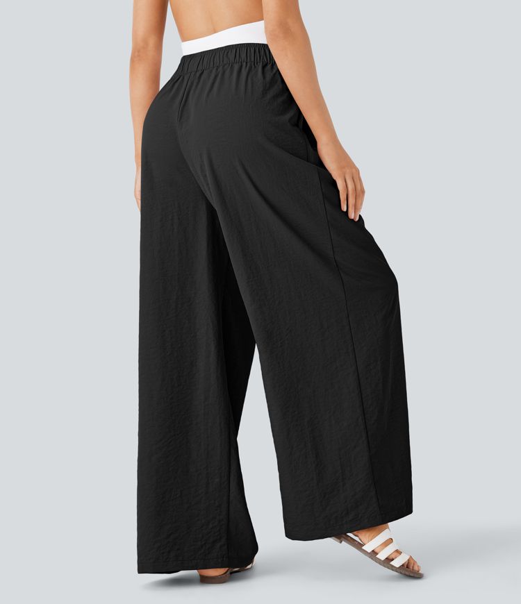High Waisted Pocket  Palazzo Wide Leg Pants