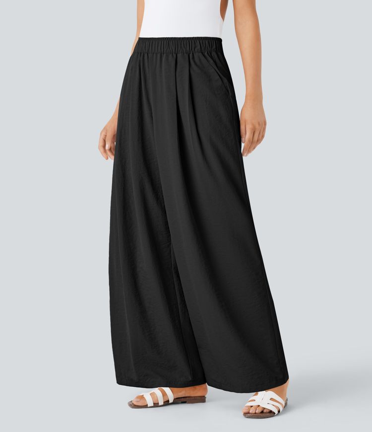 High Waisted Pocket  Palazzo Wide Leg Pants