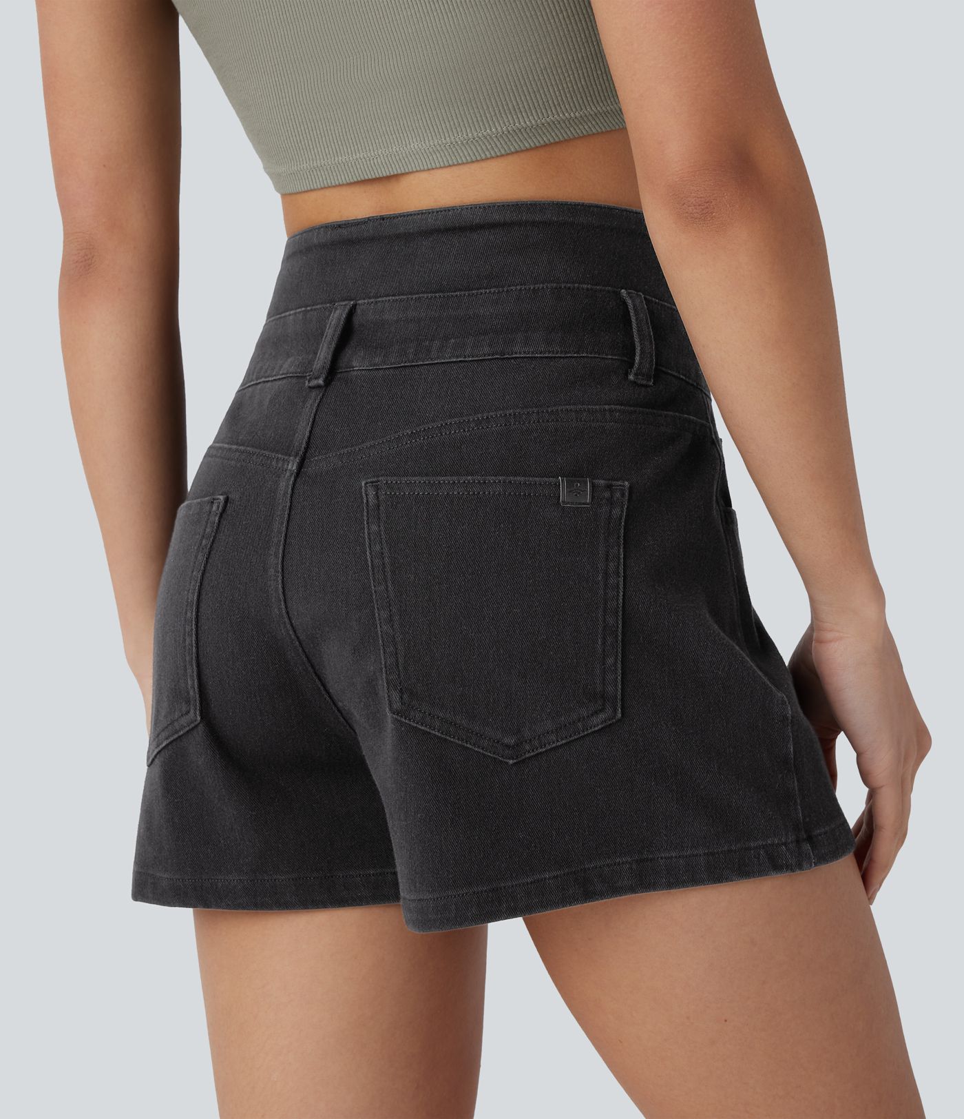 Short en jean décontracté Halara Flex™ taille haute avec poches décoratives 2,5''