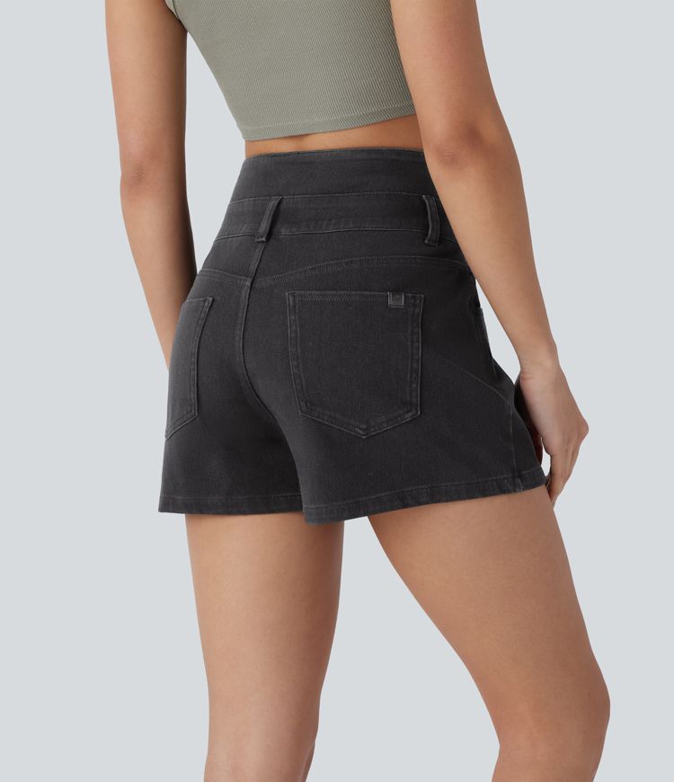 Halara Flex™ High Waisted Decorative Pockets Denim Casual Shorts 2.5''