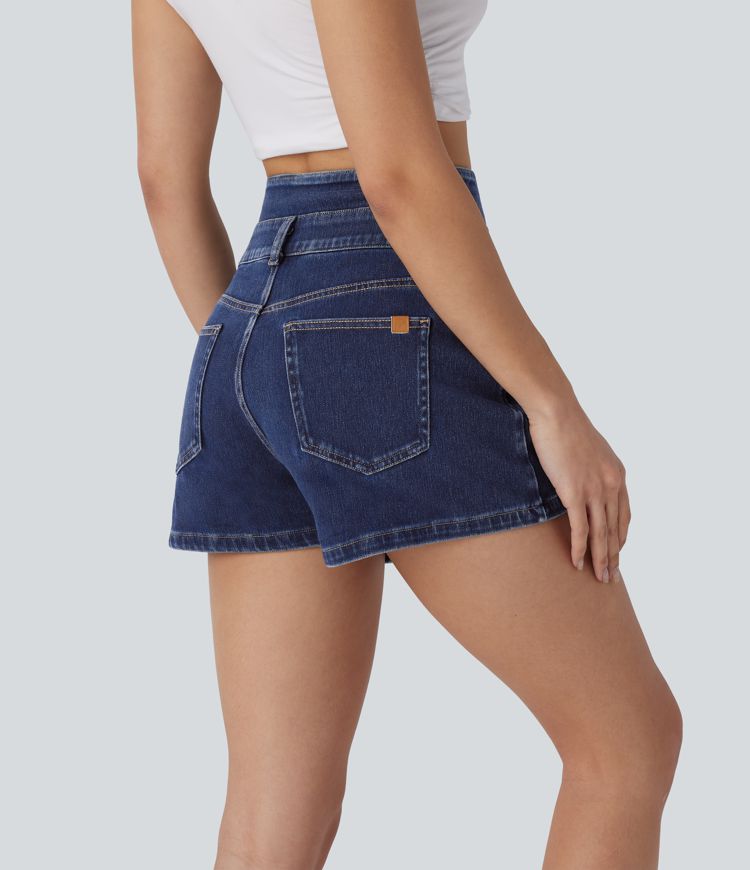 Halara Flex™ High Waisted Decorative Pockets Denim Casual Shorts 2.5''