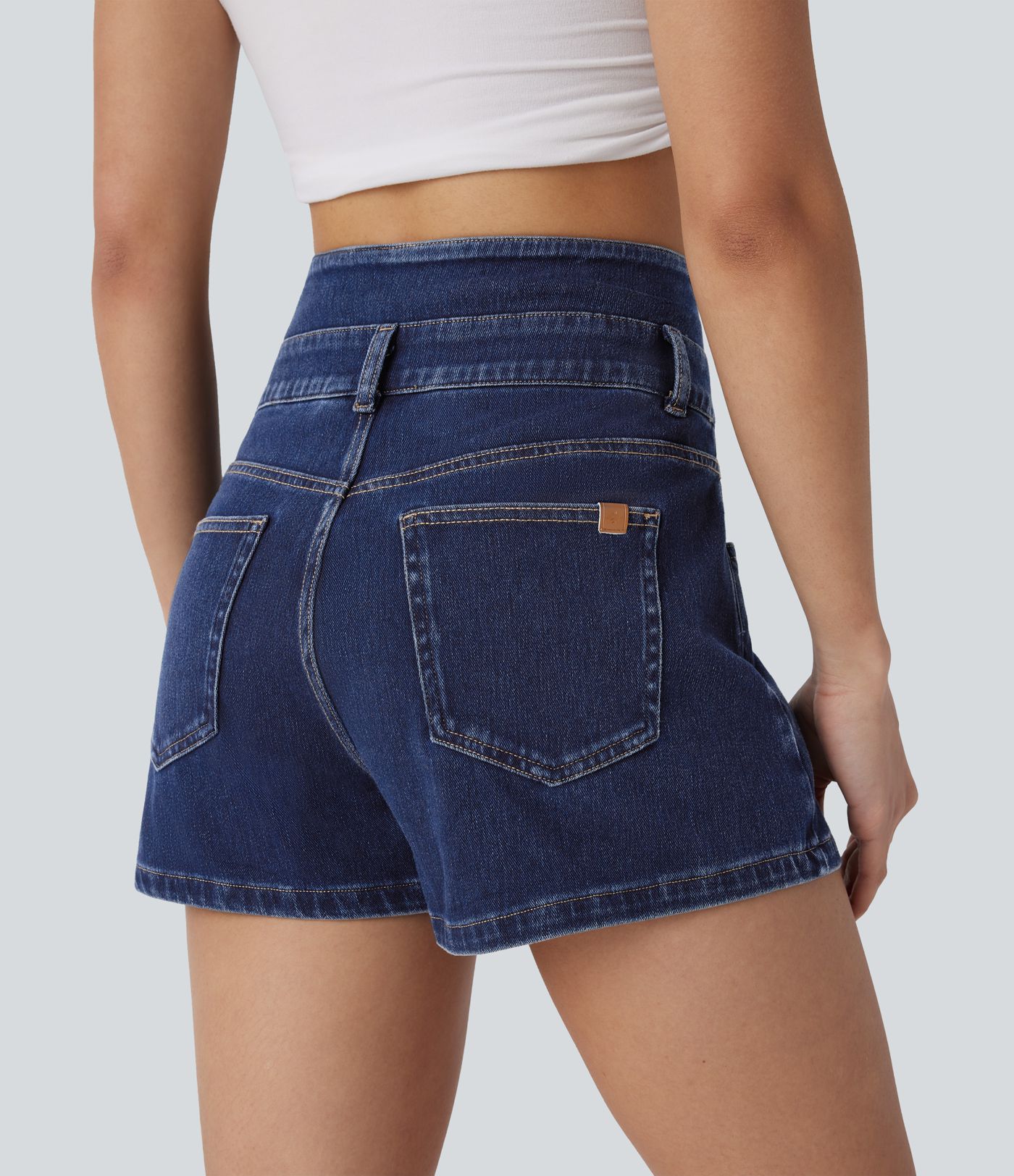 Halara Flex™ High Waisted Decorative Pockets Denim Casual Shorts 2.5''