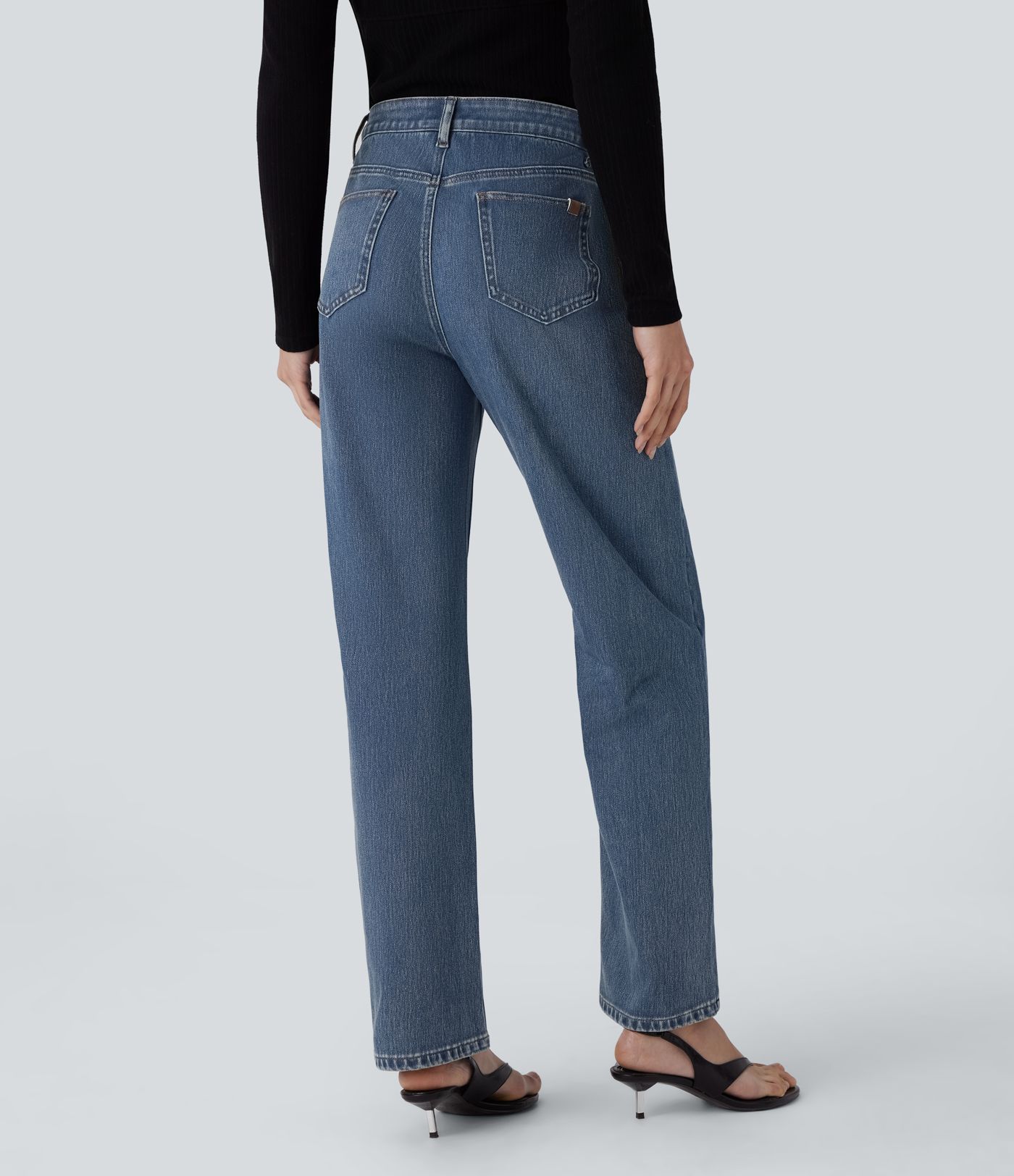 Halara Flex™ High Waisted Zipper Pockets Straight Leg Casual Jeans