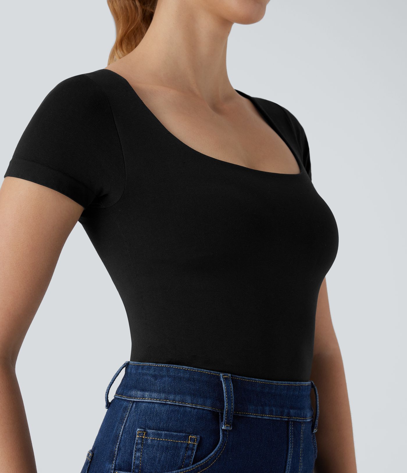 OneForm Seamless Flow U Neck 2-in-1 Skinny Lounge Top