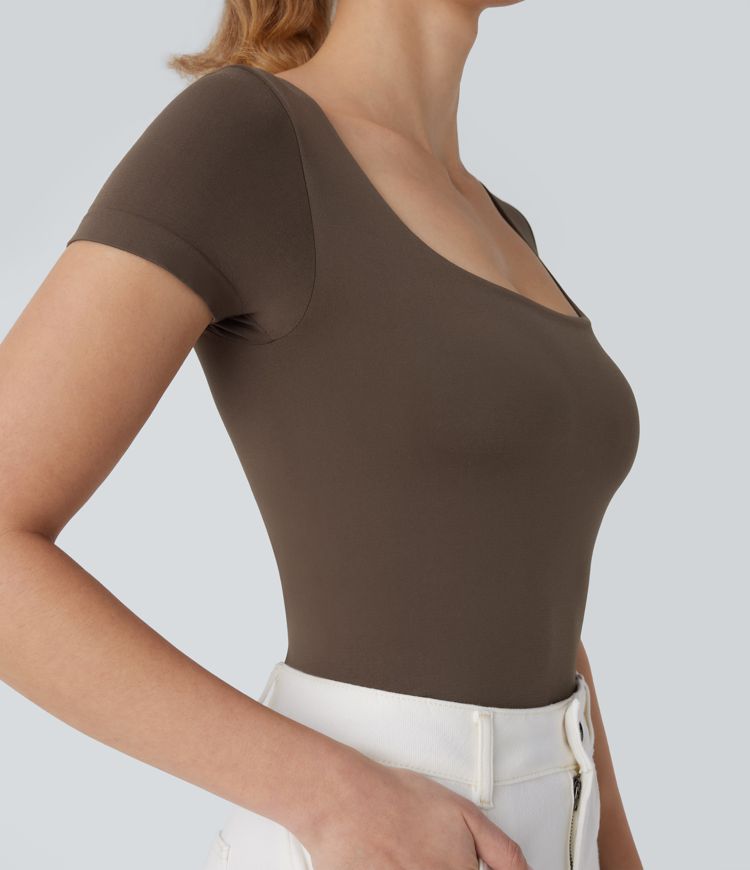Seamless Flow U Neck 2-in-1 Skinny Lounge Top