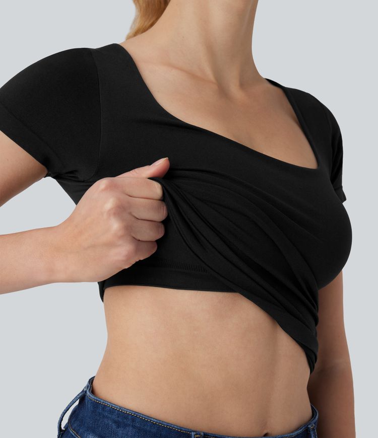 OneForm Seamless Flow U Neck 2-in-1 Skinny Lounge Top