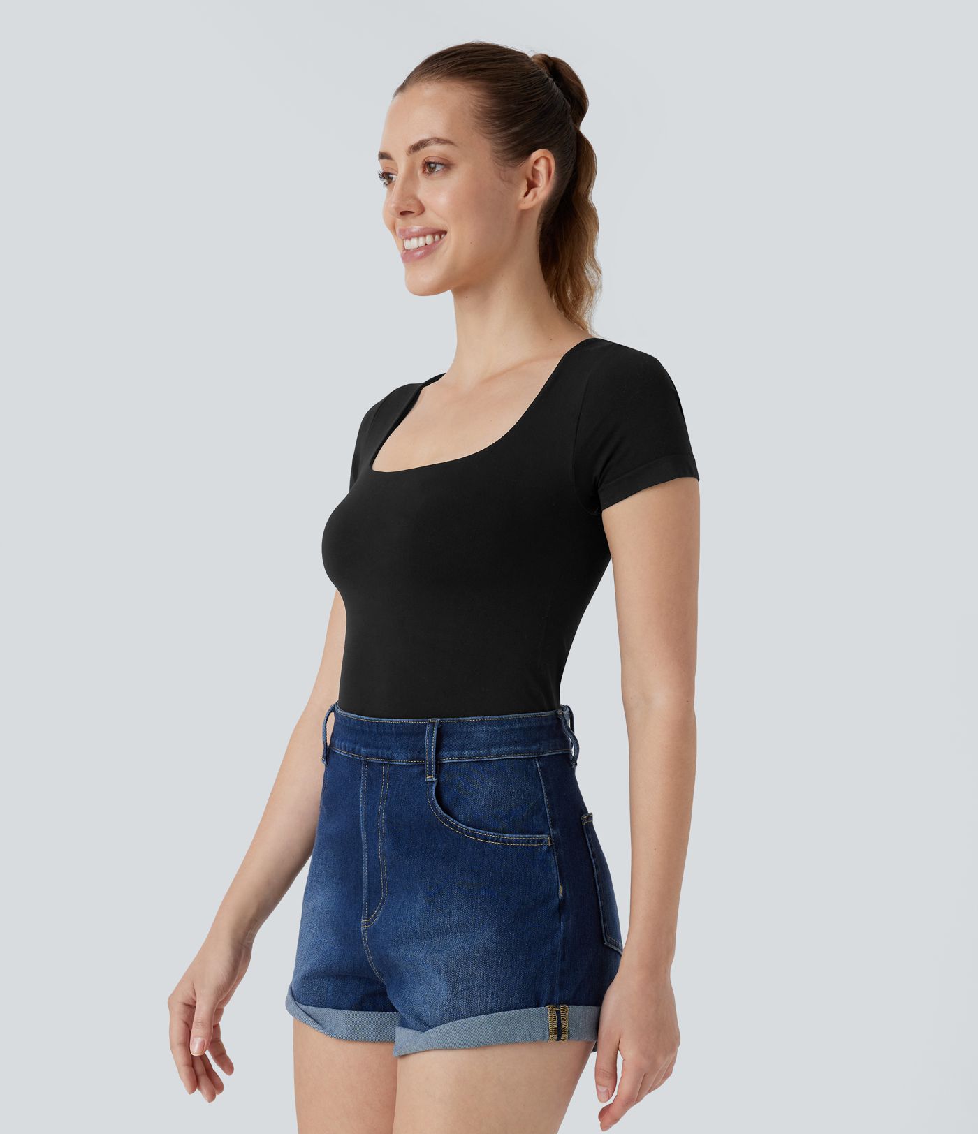 OneForm Seamless Flow U Neck 2-in-1 Skinny Lounge Top