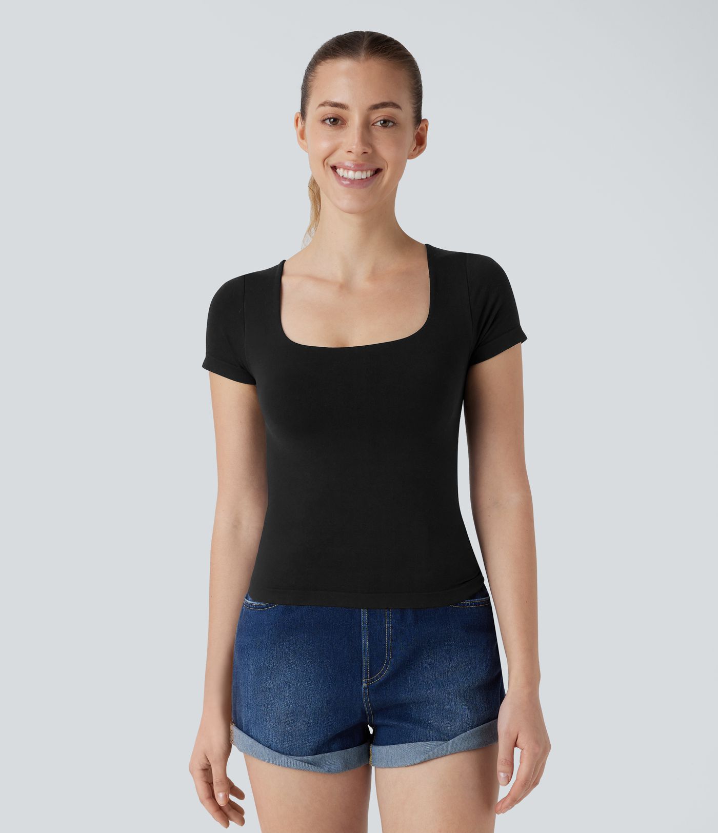 OneForm Seamless Flow U Neck 2-in-1 Skinny Lounge Top