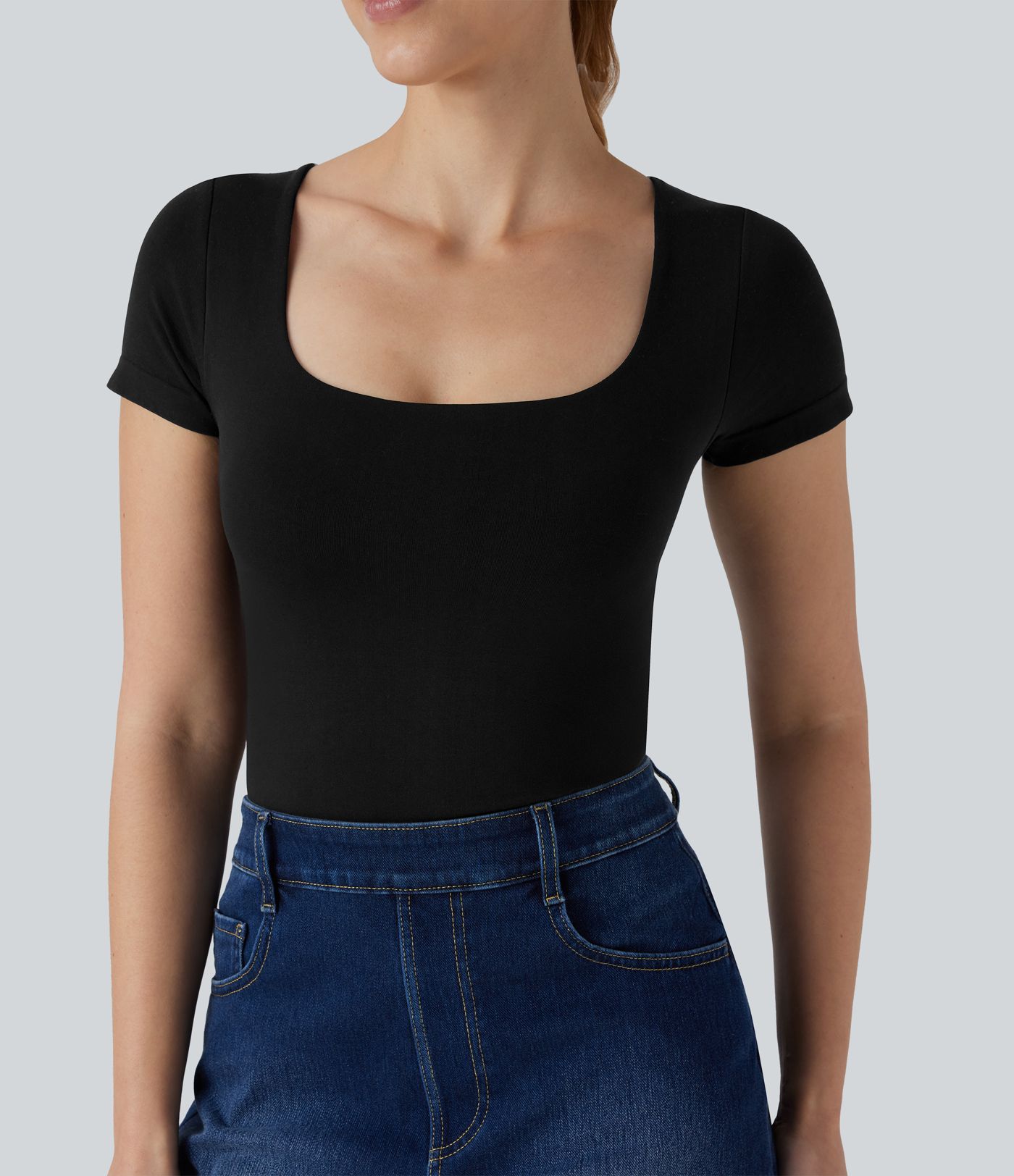 OneForm Seamless Flow U Neck 2-in-1 Skinny Lounge Top