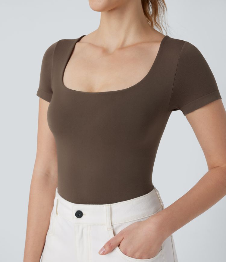 Seamless Flow U Neck 2-in-1 Skinny Lounge Top
