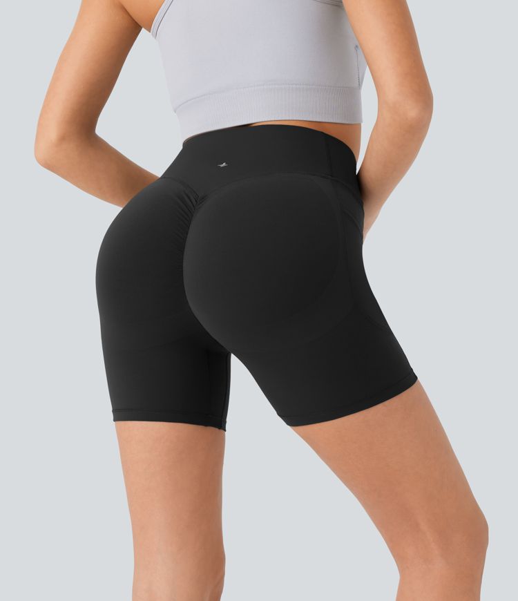 SoCinched High Waisted Butt Lifting Tummy Control Side Pocket Shaping Workout UltraSculpt Biker Shorts 5''