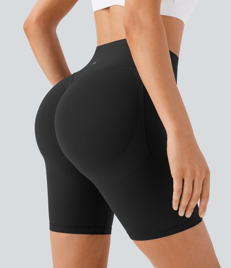 Pantalón corto SoCinched UltraSculpt ciclista tiro alto realce glúteo bolsillo lateral entrenamiento 17.5cm