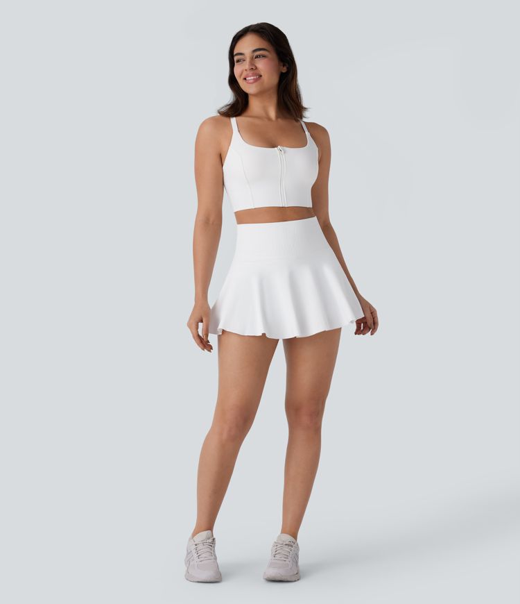 Seamless Flow High Waisted 2-in-1 Flare Mini Yoga Skirt