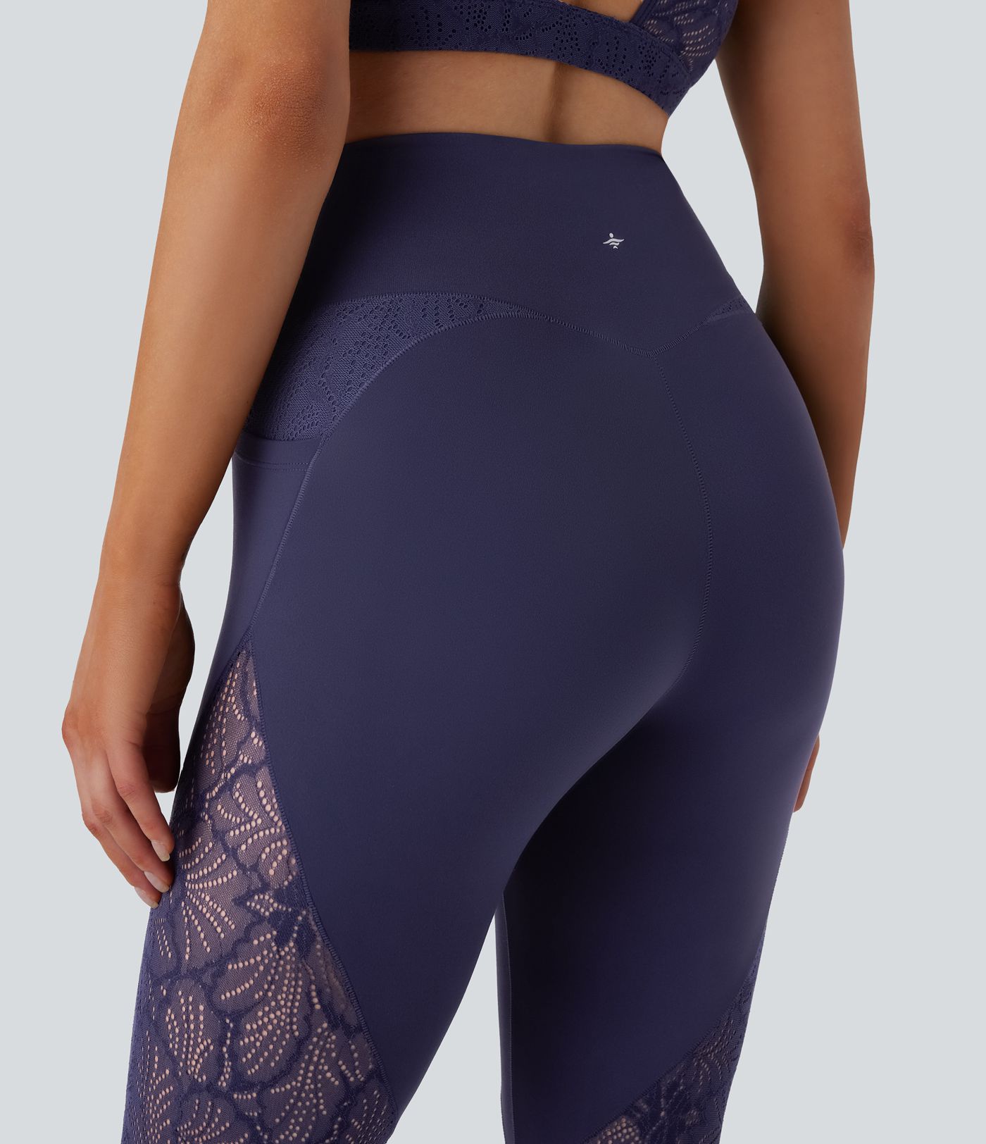 SoftlyZero™ Augsta vidukļa Crossover kabatas kontrastveida mežģīņu 7/8 Joga legingi - UPF50+