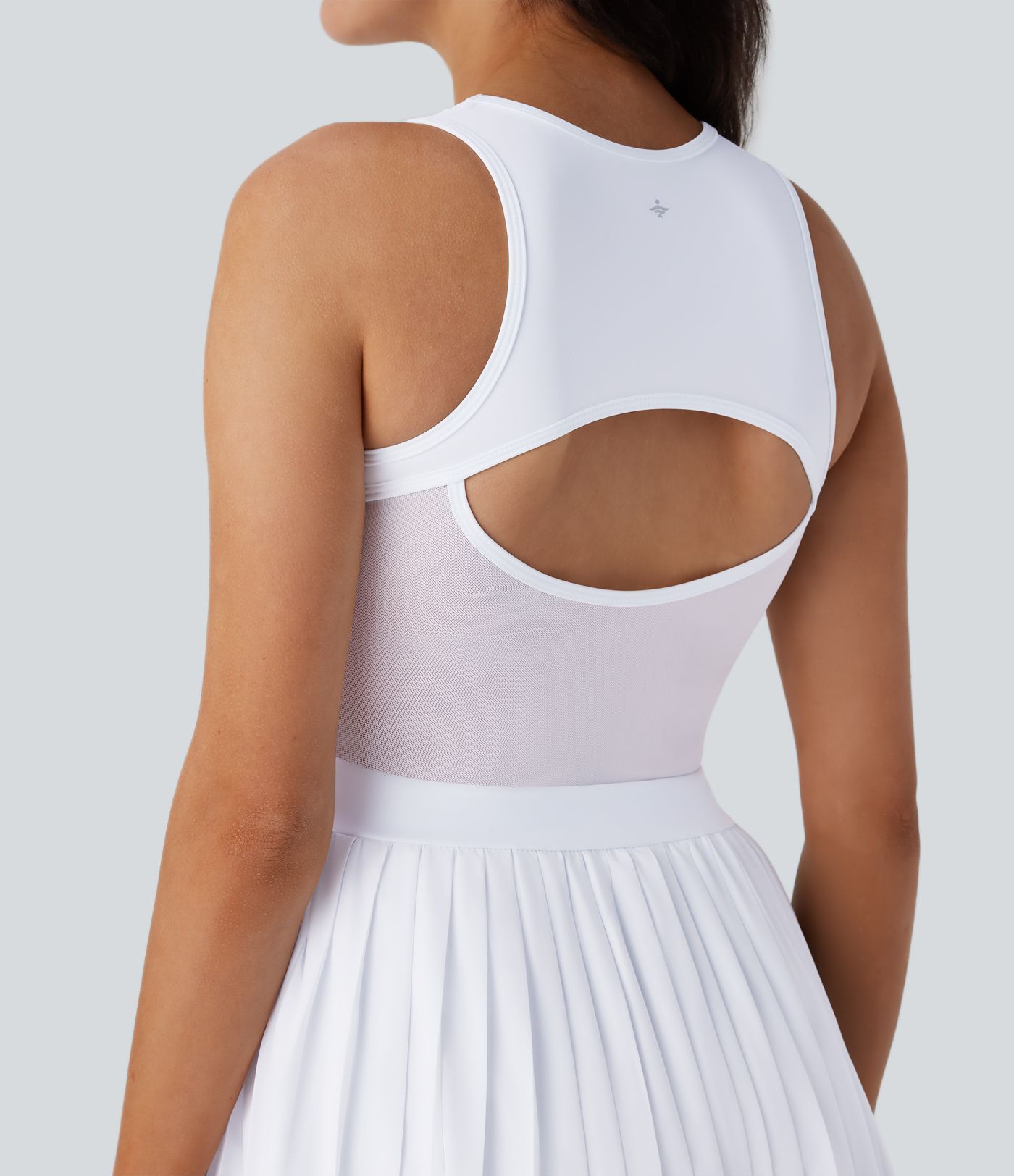 Breezeful™ Cut Out Contrast Mesh Pleated Hem 2 Piece Set Side Pocket Mini Quick Dry Dance Active Tank Dress