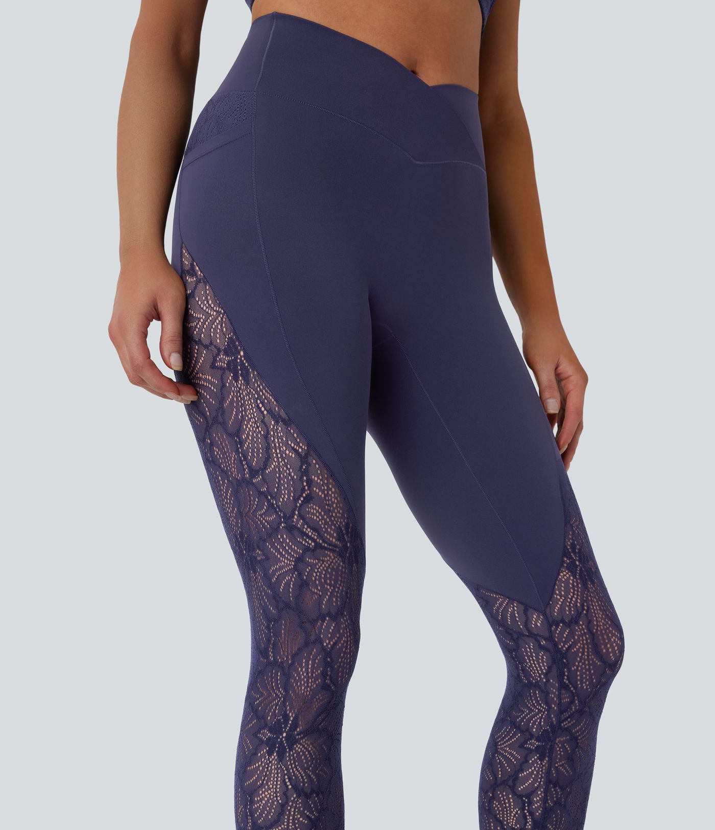 SoftlyZero™ Augsta vidukļa Crossover kabatas kontrastveida mežģīņu 7/8 Joga legingi - UPF50+