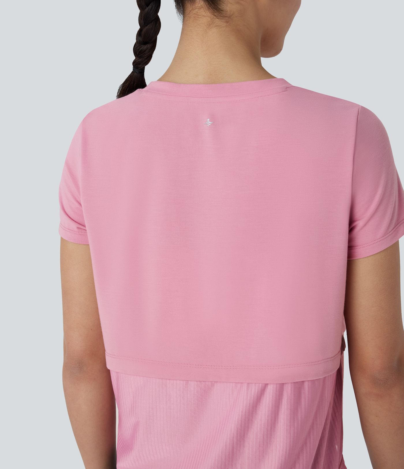 Camiseta deportiva correr secado rápido cuello redondo manga corta parches