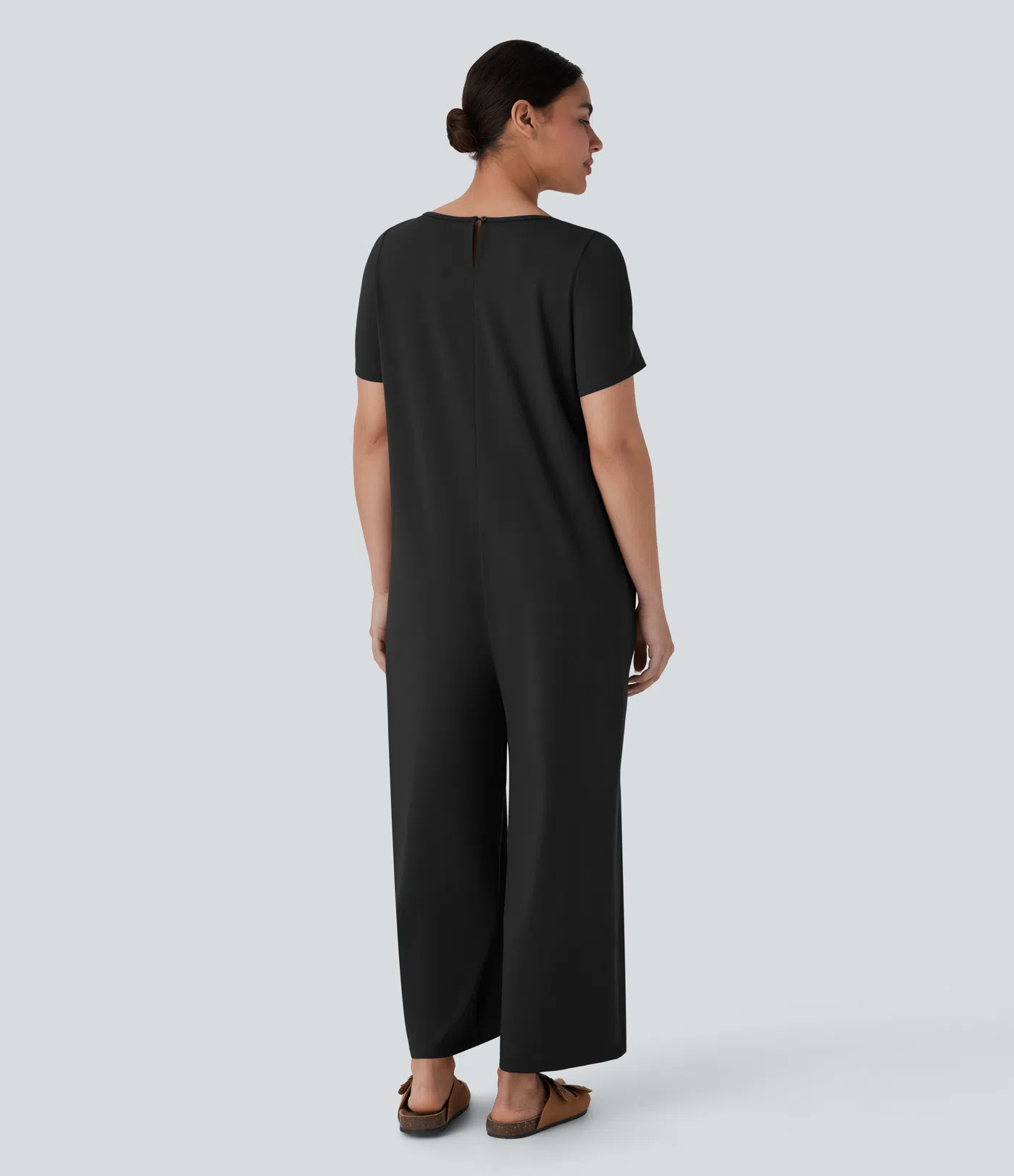 Scoop Neck Pocket Relax Wide Leg Casual Jumpsuit