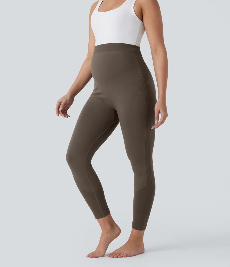 Seamless Flow Super High Waisted 7/8 Yoga Maternity Leggings