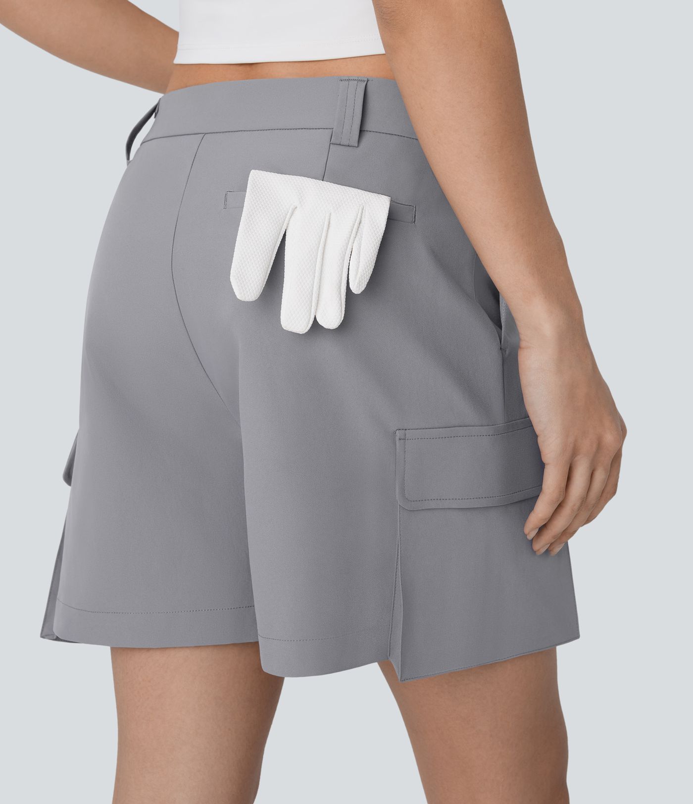 Short cargo de golf déperlant taille moyenne avec poches multiples-Poche tee de golf