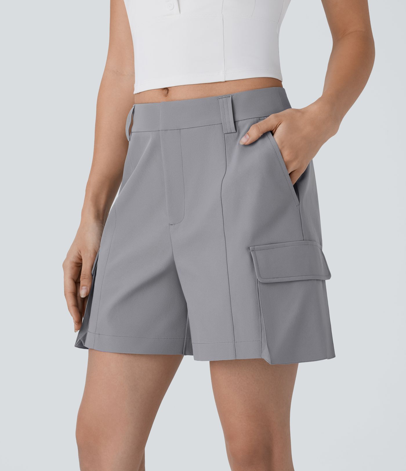 Short cargo de golf déperlant taille moyenne avec poches multiples-Poche tee de golf