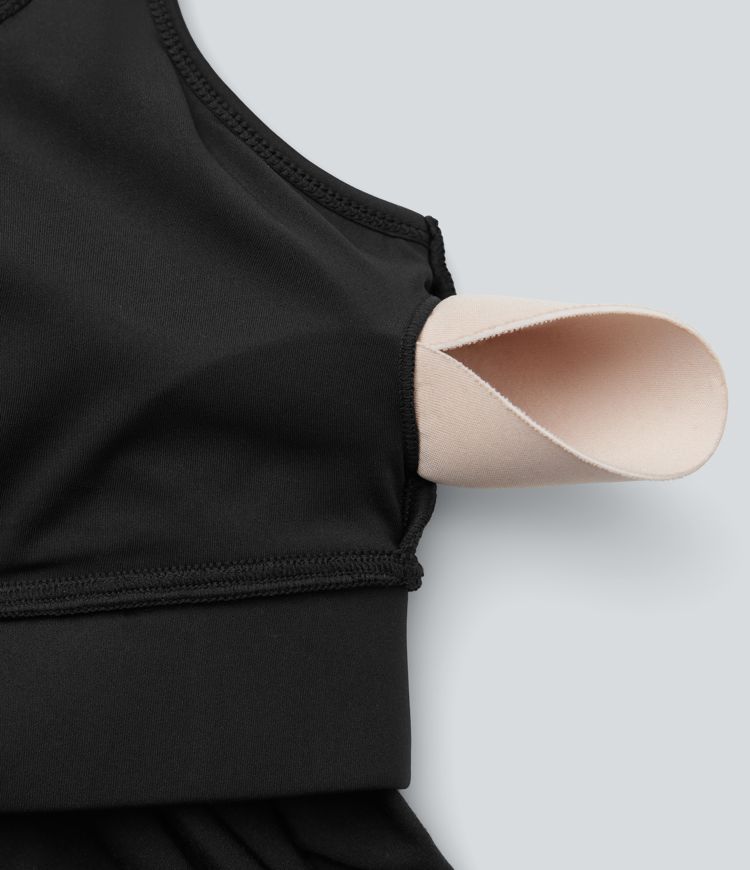 Débardeur yoga plissé à dos nu avec bretelles croisées et séchage rapide