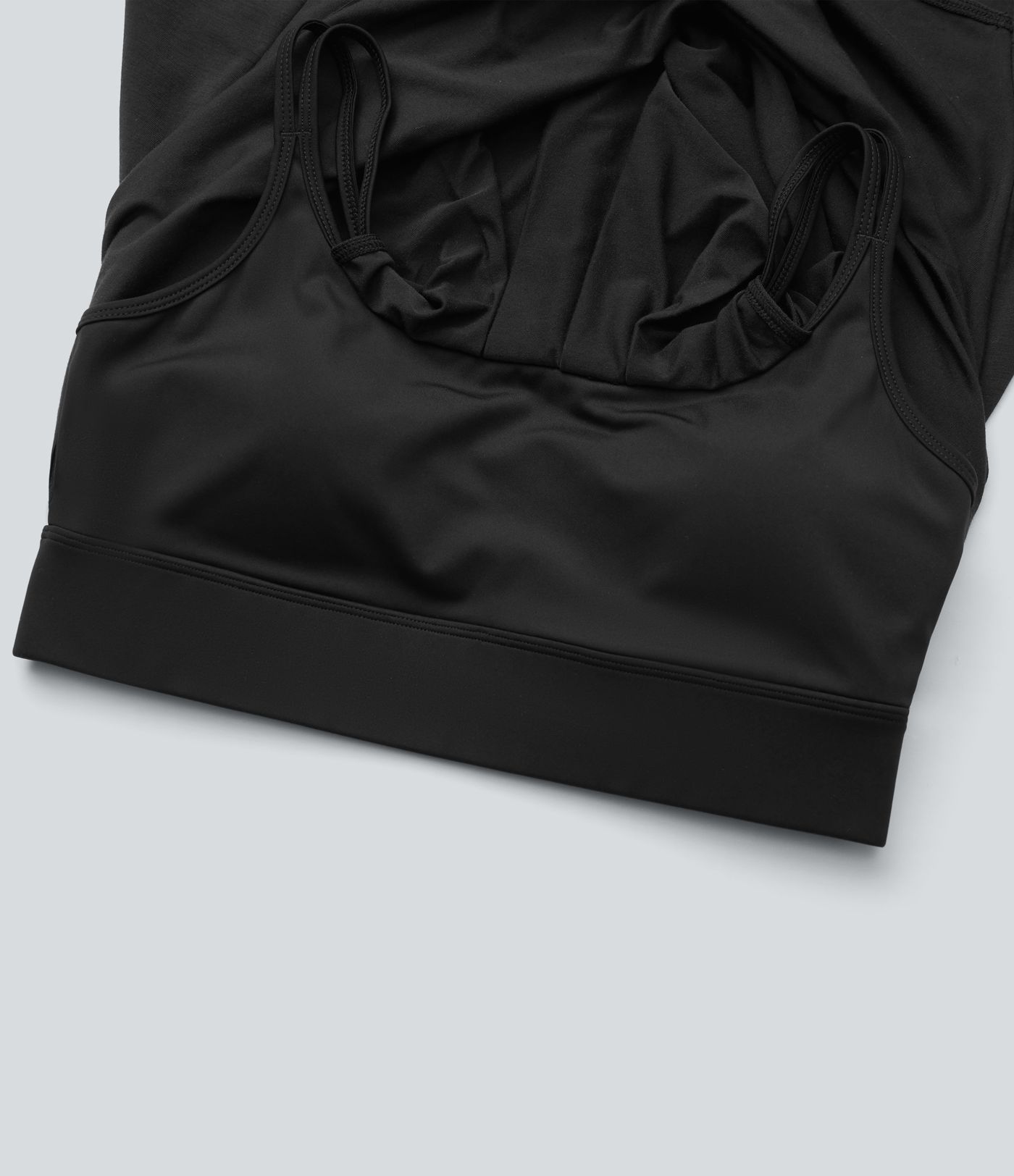 Débardeur yoga plissé à dos nu avec bretelles croisées et séchage rapide