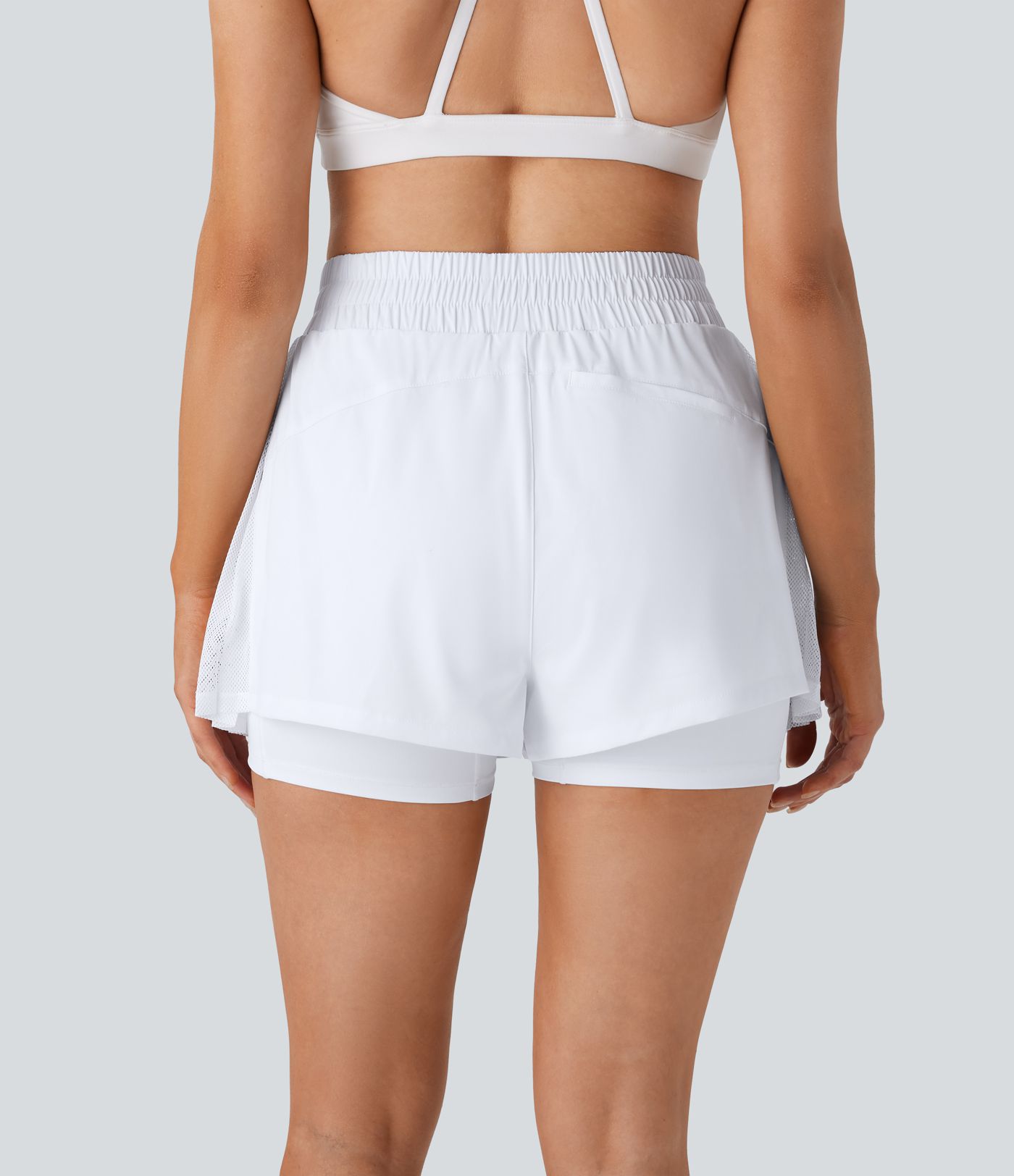 Breezeful™ High Waisted Contrast Mesh Pleated 2-in-1 Quick Dry Golf Shorts with Pockets-Golf Tee