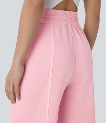 High Waisted Pocket Straight Leg Casual Pants