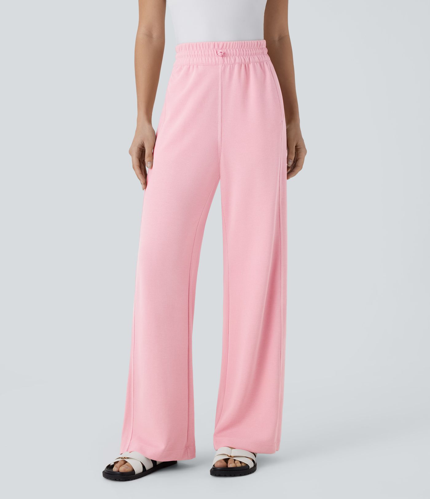 High Waisted Pocket Straight Leg Casual Pants