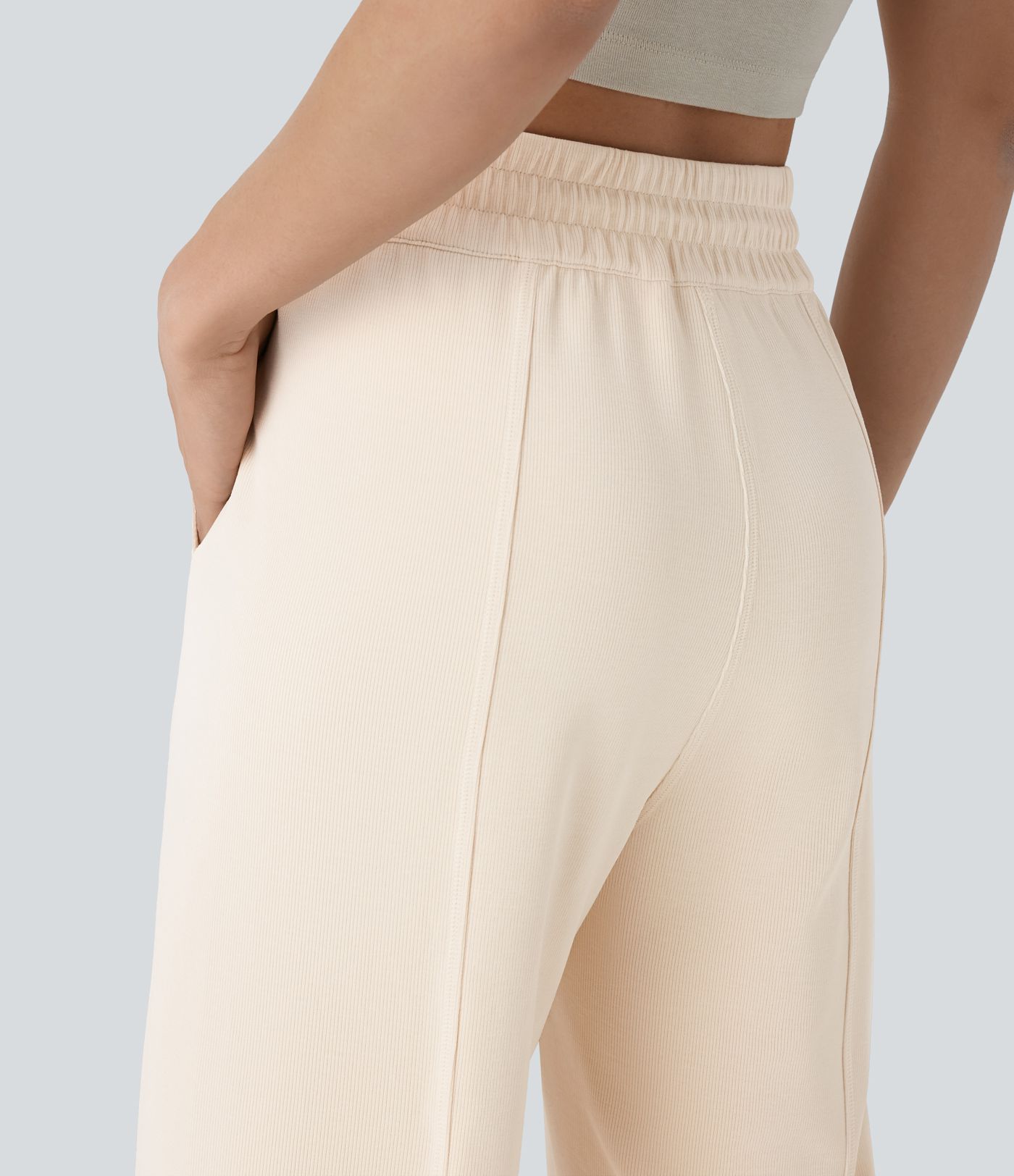 High Waisted Pocket Straight Leg Casual Pants