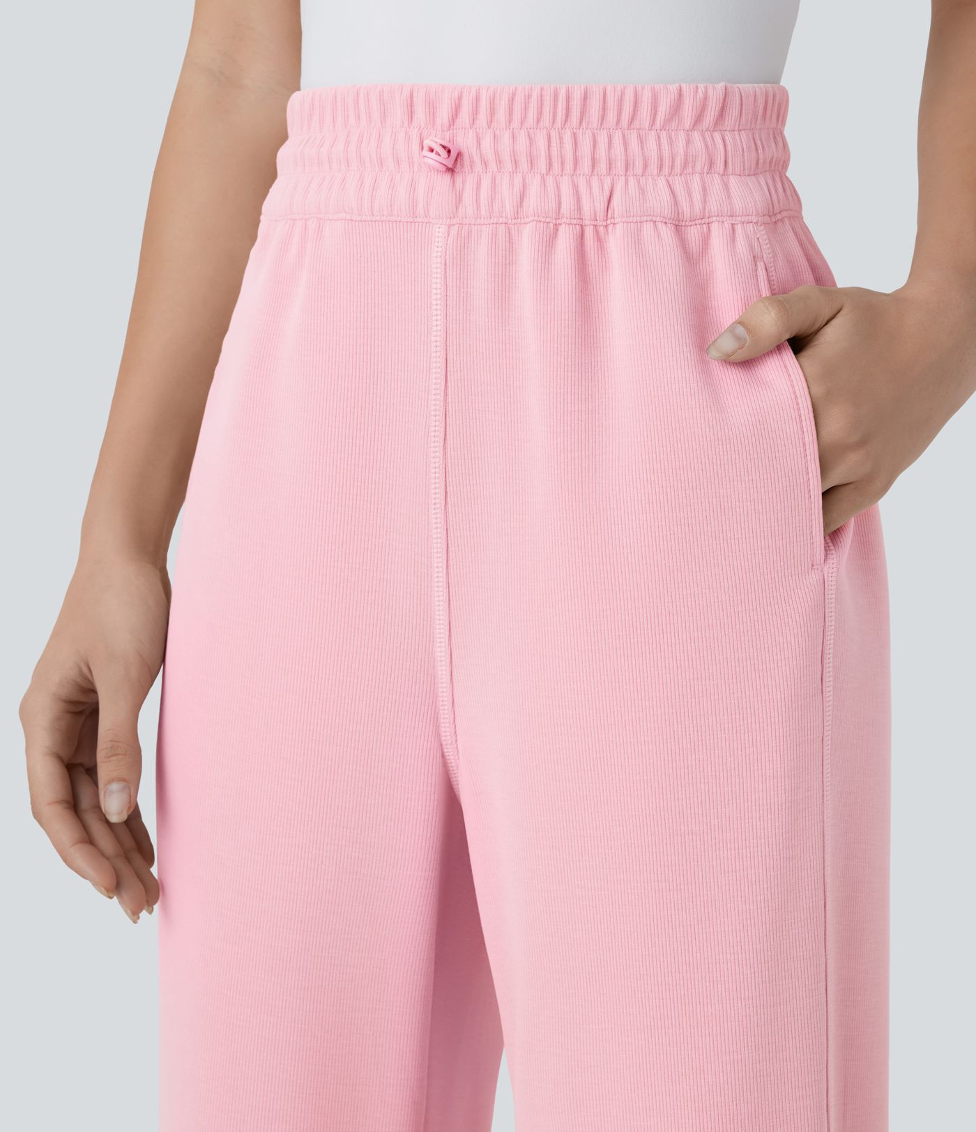 High Waisted Pocket Straight Leg Casual Pants