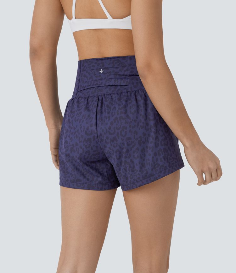 Super High Waisted Pocket & Pocket 2-in-1 Leopard Print Yoga Shorts