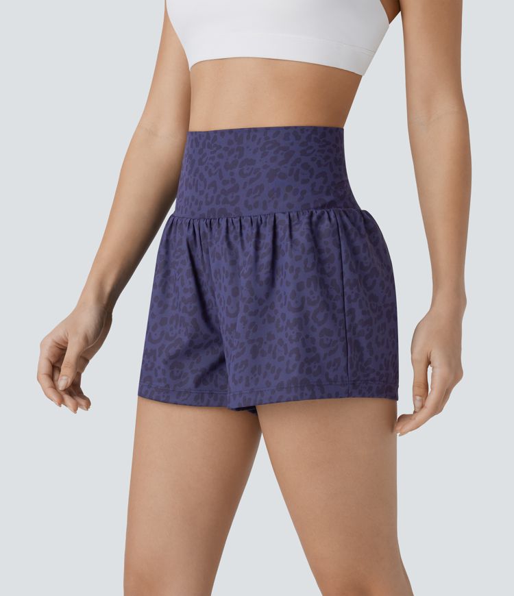 Super High Waisted Pocket & Pocket 2-in-1 Leopard Print Yoga Shorts