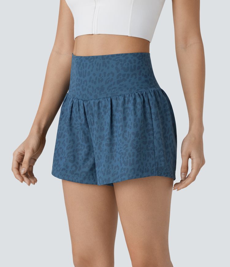 Super High Waisted Pocket & Pocket 2-in-1 Leopard Print Yoga Shorts