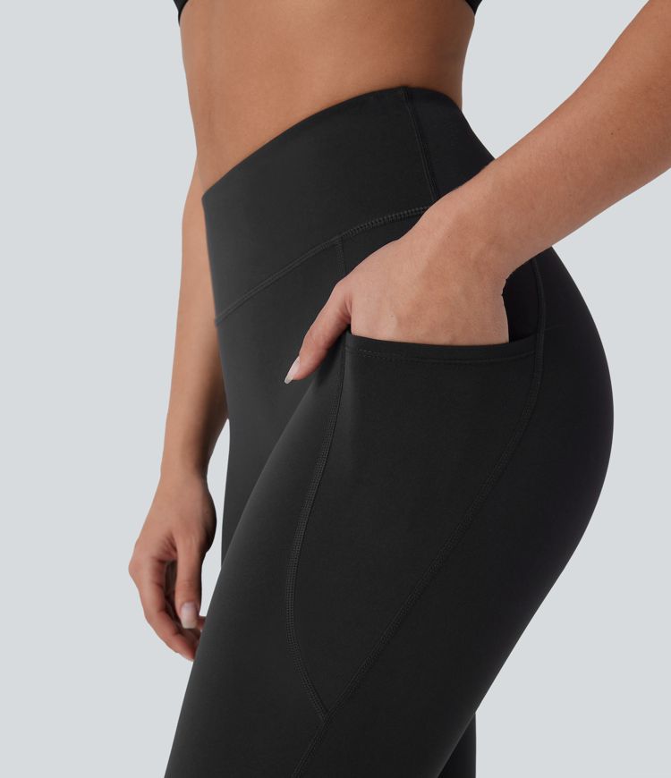 High Waisted Pocket Contrast Mesh Yoga 7/8 Leggings