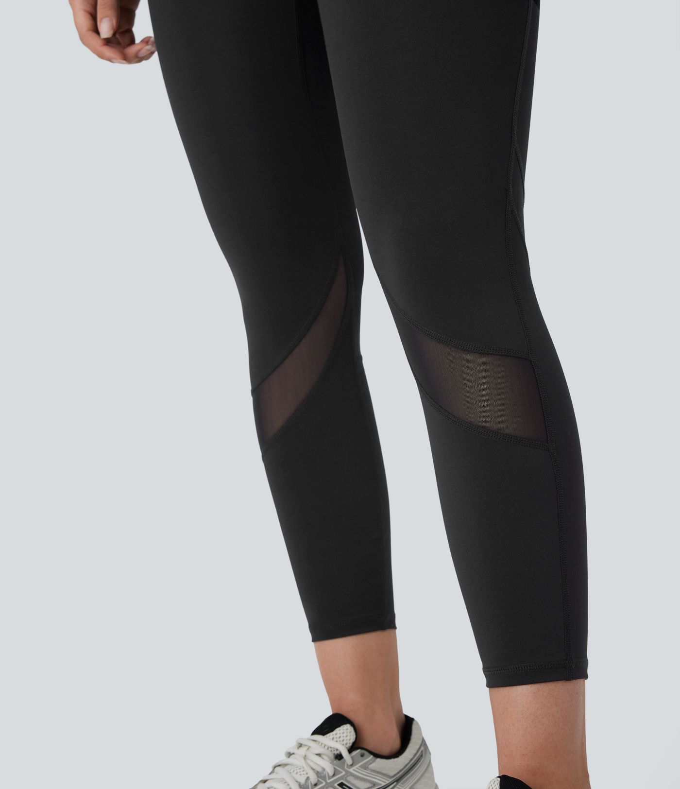 High Waisted Pocket Contrast Mesh Yoga 7/8 Leggings